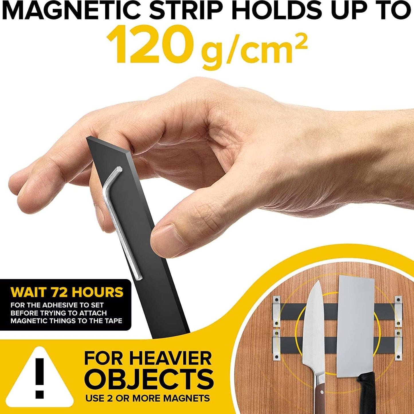 Magnetic Strips with Adhesive Backing - Magnetic Tape for Crafts - Tool and Knife Magnet Strips for Kitchen, Garage and Garden - Adhesive Magnetic Tool Holder Strip for Wall (10 Pieces, 6" x 1")
