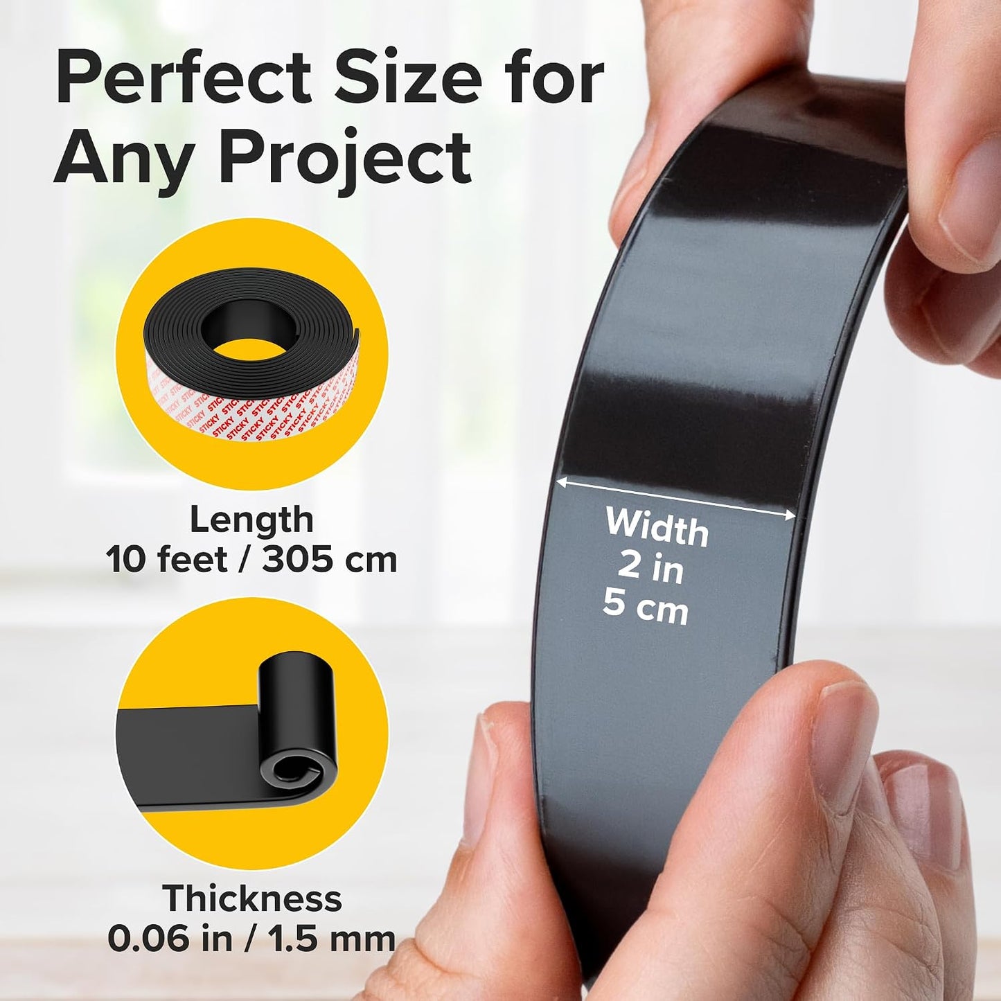Magnetic Strips with Adhesive Backing - Magnetic Tape for Crafts - Tool and Knife Magnet Strips for Kitchen, Garage and Garden - Adhesive Magnetic Tool Holder Strip for Wall (10 Pieces, 6" x 1")