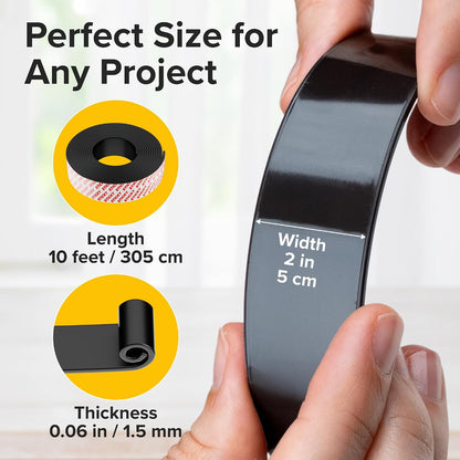 Magnetic Strips with Adhesive Backing - Magnetic Tape for Crafts - Tool and Knife Magnet Strips for Kitchen, Garage and Garden - Adhesive Magnetic Tool Holder Strip for Wall (10 Pieces, 6" x 1")