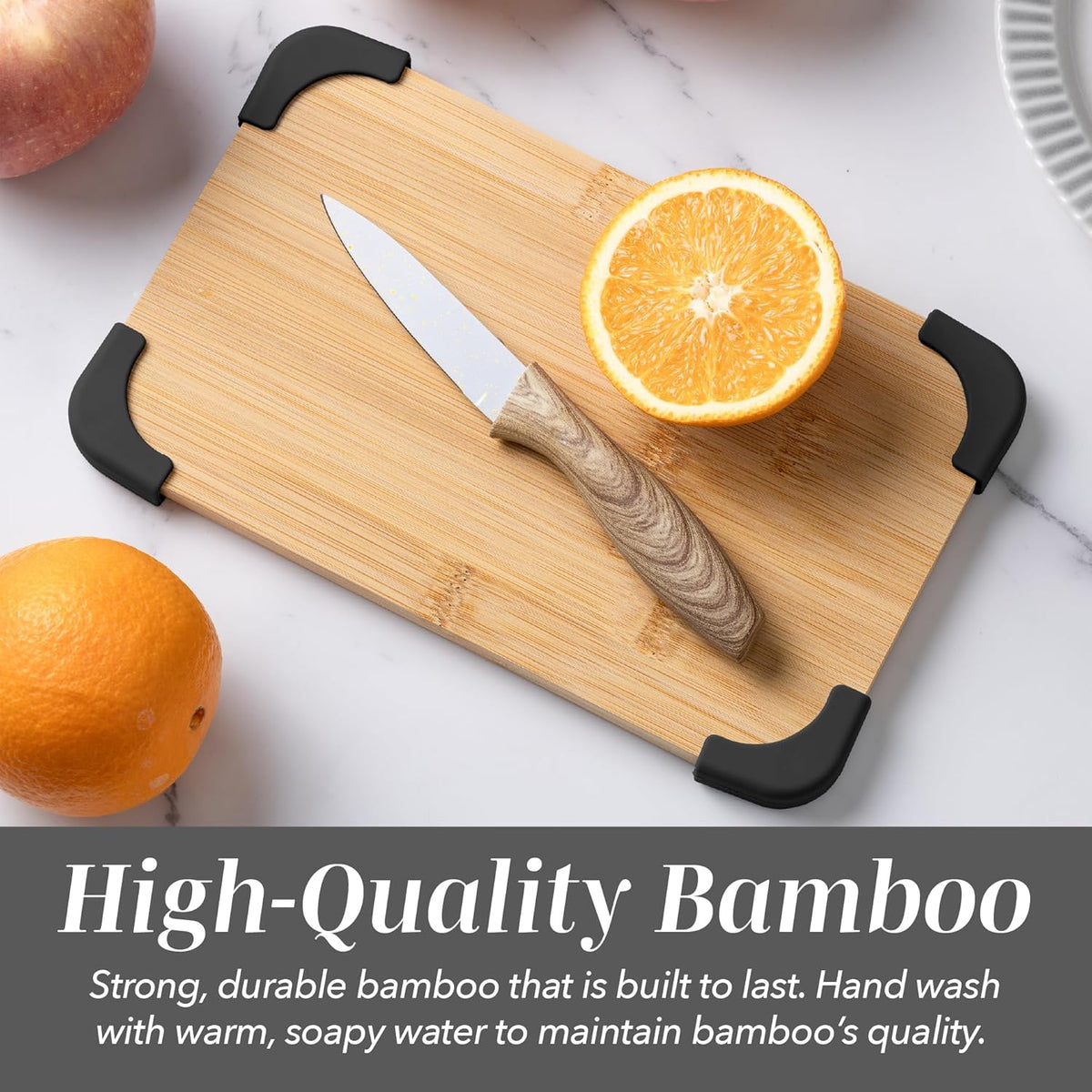 Non-Slip Cutting Board Set – Kitchen Essentials with Easy Grip Handle for Meat, Veggies, and Fruits, 3 Cutting Boards, Bamboo Non-Slip Grey