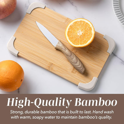 Non-Slip Cutting Board Set – Kitchen Essentials with Easy Grip Handle for Meat, Veggies, and Fruits, 3 Cutting Boards, Bamboo Non-Slip Grey