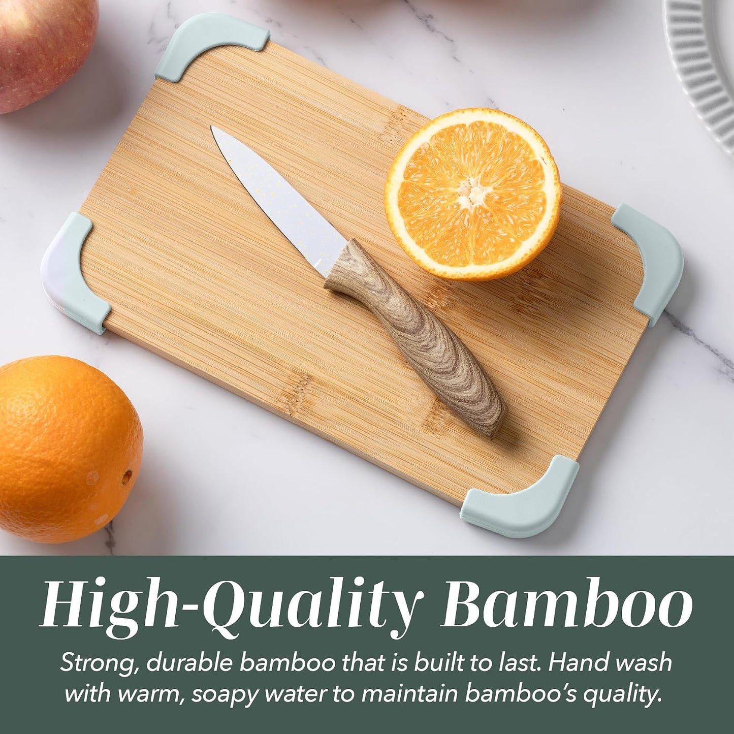 Non-Slip Cutting Board Set – Kitchen Essentials with Easy Grip Handle for Meat, Veggies, and Fruits, 3 Cutting Boards, Bamboo Non-Slip Grey
