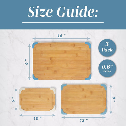 Non-Slip Cutting Board Set – Kitchen Essentials with Easy Grip Handle for Meat, Veggies, and Fruits, 3 Cutting Boards, Bamboo Non-Slip Grey