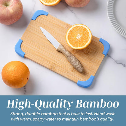 Non-Slip Cutting Board Set – Kitchen Essentials with Easy Grip Handle for Meat, Veggies, and Fruits, 3 Cutting Boards, Bamboo Non-Slip Grey