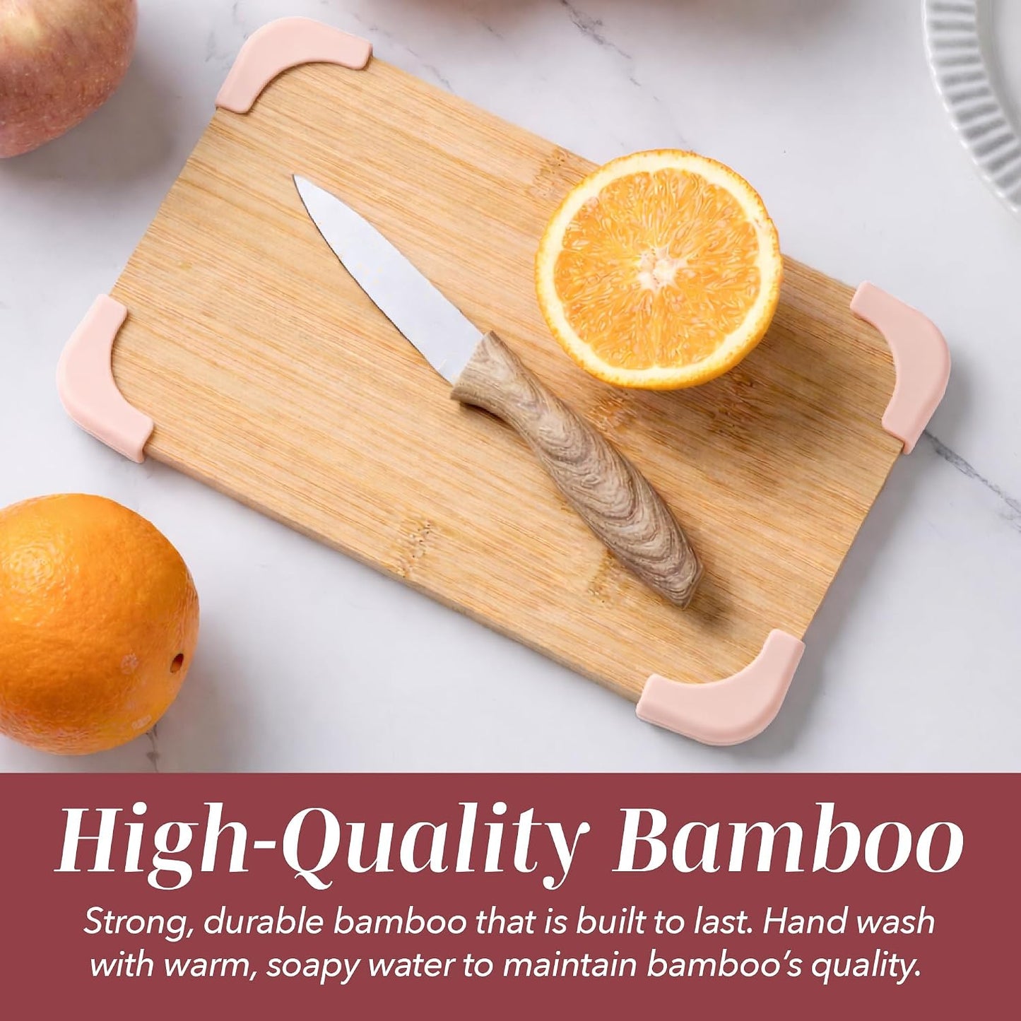 Non-Slip Cutting Board Set – Kitchen Essentials with Easy Grip Handle for Meat, Veggies, and Fruits, 3 Cutting Boards, Bamboo Non-Slip Grey