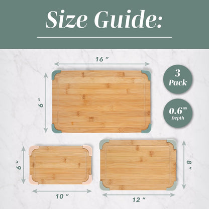 Non-Slip Cutting Board Set – Kitchen Essentials with Easy Grip Handle for Meat, Veggies, and Fruits, 3 Cutting Boards, Bamboo Non-Slip Grey