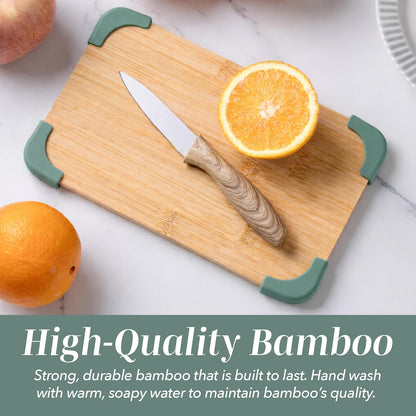 Non-Slip Cutting Board Set – Kitchen Essentials with Easy Grip Handle for Meat, Veggies, and Fruits, 3 Cutting Boards, Bamboo Non-Slip Grey