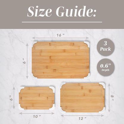 Non-Slip Cutting Board Set – Kitchen Essentials with Easy Grip Handle for Meat, Veggies, and Fruits, 3 Cutting Boards, Bamboo Non-Slip Grey