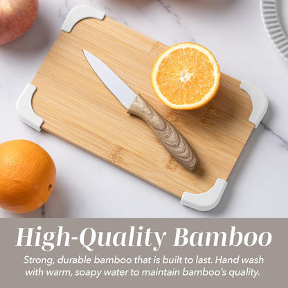 Non-Slip Cutting Board Set – Kitchen Essentials with Easy Grip Handle for Meat, Veggies, and Fruits, 3 Cutting Boards, Bamboo Non-Slip Grey