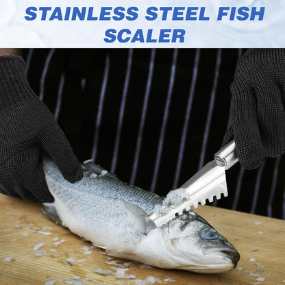 Fish Fillet Knife Set, 5 PCS | Fish Cleaning Kit, 7" Fishing Knife, Non-Slip Fish Fillet Mat, Knife Sharpener & Fish Scaler Remover, Cut Resistant Gloves