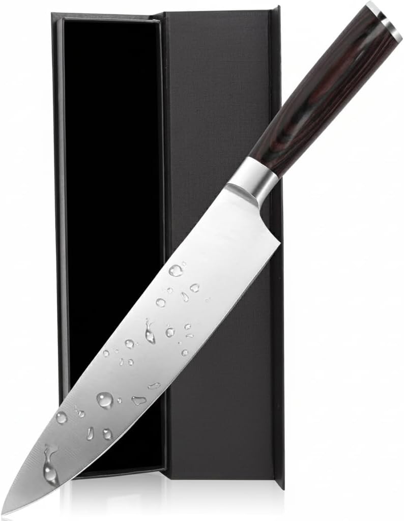 8-Inch imarku Chef Knife – High Carbon Stainless Steel Kitchen Knife with Comfortable Wood Handle