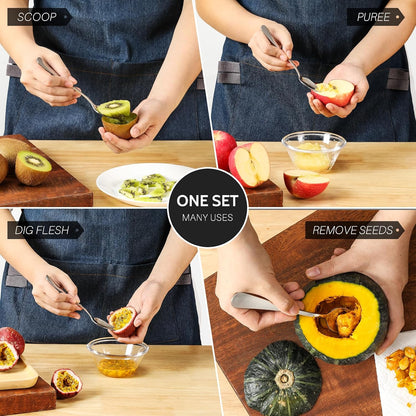 4-piece Grapefruit Spoons and Grapefruit Knife, 18/8 Stainless Steel