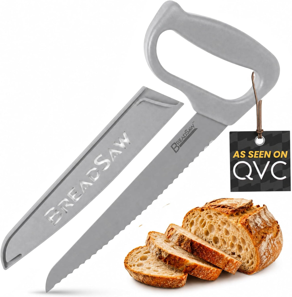 Sourdough Bread Knife, 8" Serrated Blade with Ergonomic Handle, Stainless Steel, Gray