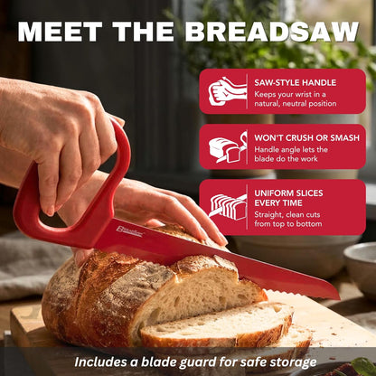 Sourdough Bread Knife, 8" Serrated Blade with Ergonomic Handle, Stainless Steel, Gray