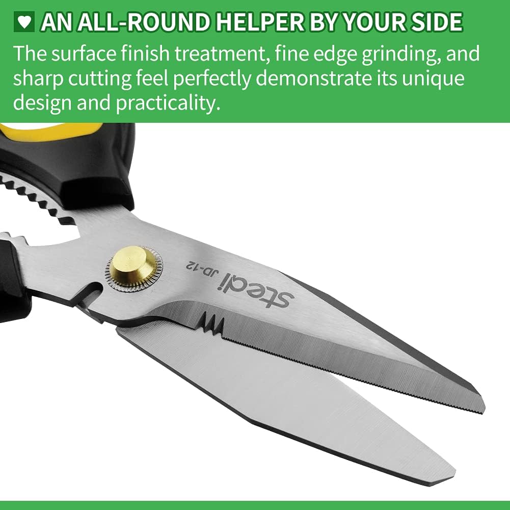 Scissors All Purpose Heavy Duty 8 Inch Stainless Steel Serrated | Heavy Duty Scissors,Stainless Steel Scissors,Industrial Scissors for Cardboard,Carpet,Fabric Cutting,craft scissors