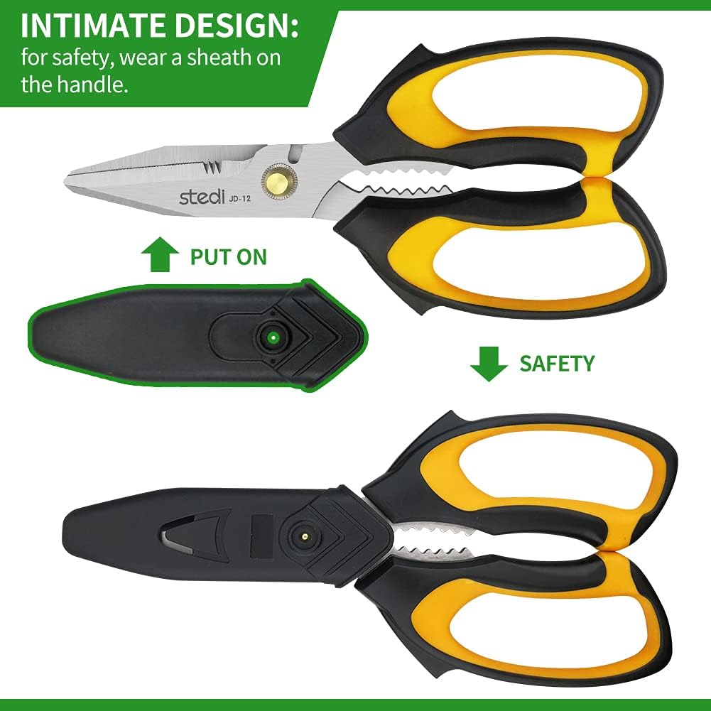 Scissors All Purpose Heavy Duty 8 Inch Stainless Steel Serrated | Heavy Duty Scissors,Stainless Steel Scissors,Industrial Scissors for Cardboard,Carpet,Fabric Cutting,craft scissors