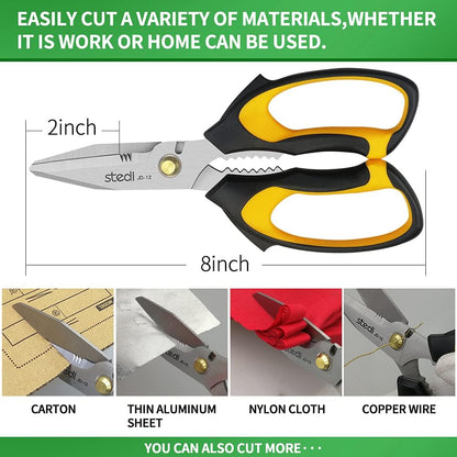 Scissors All Purpose Heavy Duty 8 Inch Stainless Steel Serrated | Heavy Duty Scissors,Stainless Steel Scissors,Industrial Scissors for Cardboard,Carpet,Fabric Cutting,craft scissors