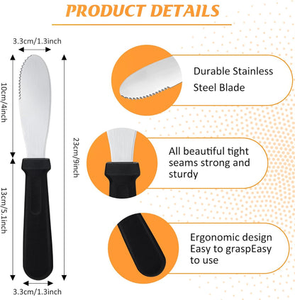 12 Pcs Butter Spreader Knives Wide Blade Stainless Steel Cheese Spreader Knife Black Plastic Handle Slicing or Spreading Knife for Slicing Bread Cream Sandwich Condiment Kitchen 9.1 Inch