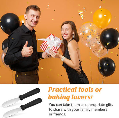 12 Pcs Butter Spreader Knives Wide Blade Stainless Steel Cheese Spreader Knife Black Plastic Handle Slicing or Spreading Knife for Slicing Bread Cream Sandwich Condiment Kitchen 9.1 Inch
