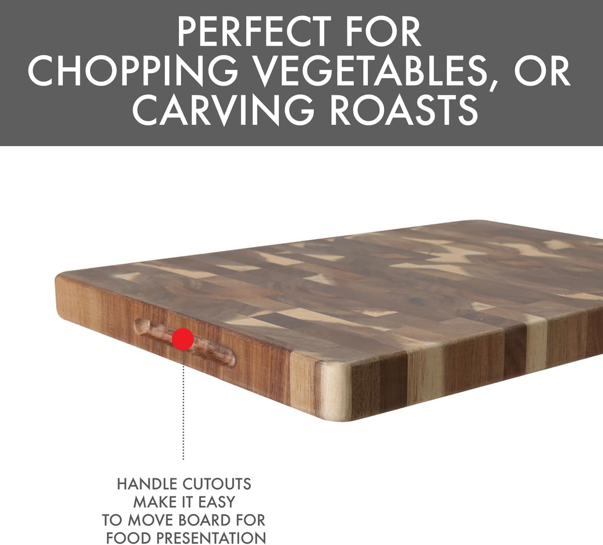 Acacia End Grain Reversible Butcher Block Cutting Board – 11.8" x 16.14" | Heavy-Duty Wood Chopping Board with Recessed Finger Grips