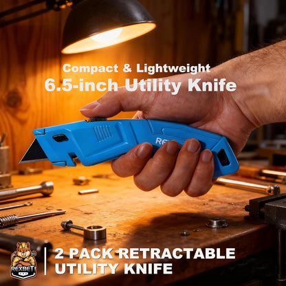12-Pack Box Cutter, Retractable Utility Knife, Blackened SK2 Blades