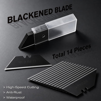 12-Pack Box Cutter, Retractable Utility Knife, Blackened SK2 Blades
