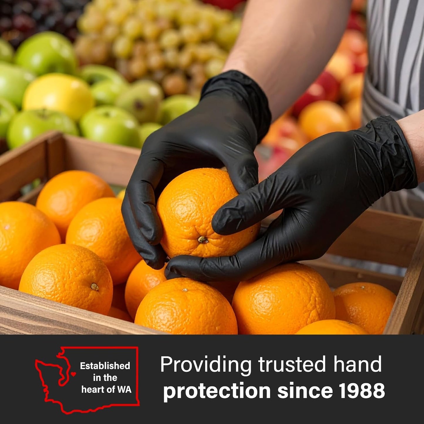 Black Nitrile Gloves 5 Mil Disposable, Latex Free, Textured Grip for Food Service, Cooking, Professional Cleaning