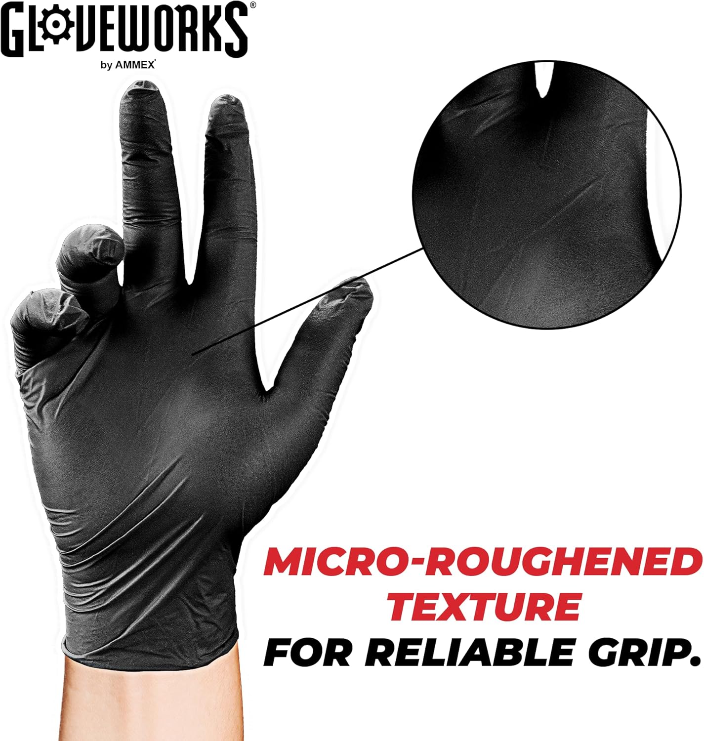 Black Nitrile Gloves 5 Mil Disposable, Latex Free, Textured Grip for Food Service, Cooking, Professional Cleaning