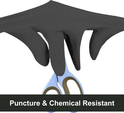 Black Nitrile Gloves 5 Mil Disposable, Latex Free, Textured Grip for Food Service, Cooking, Professional Cleaning