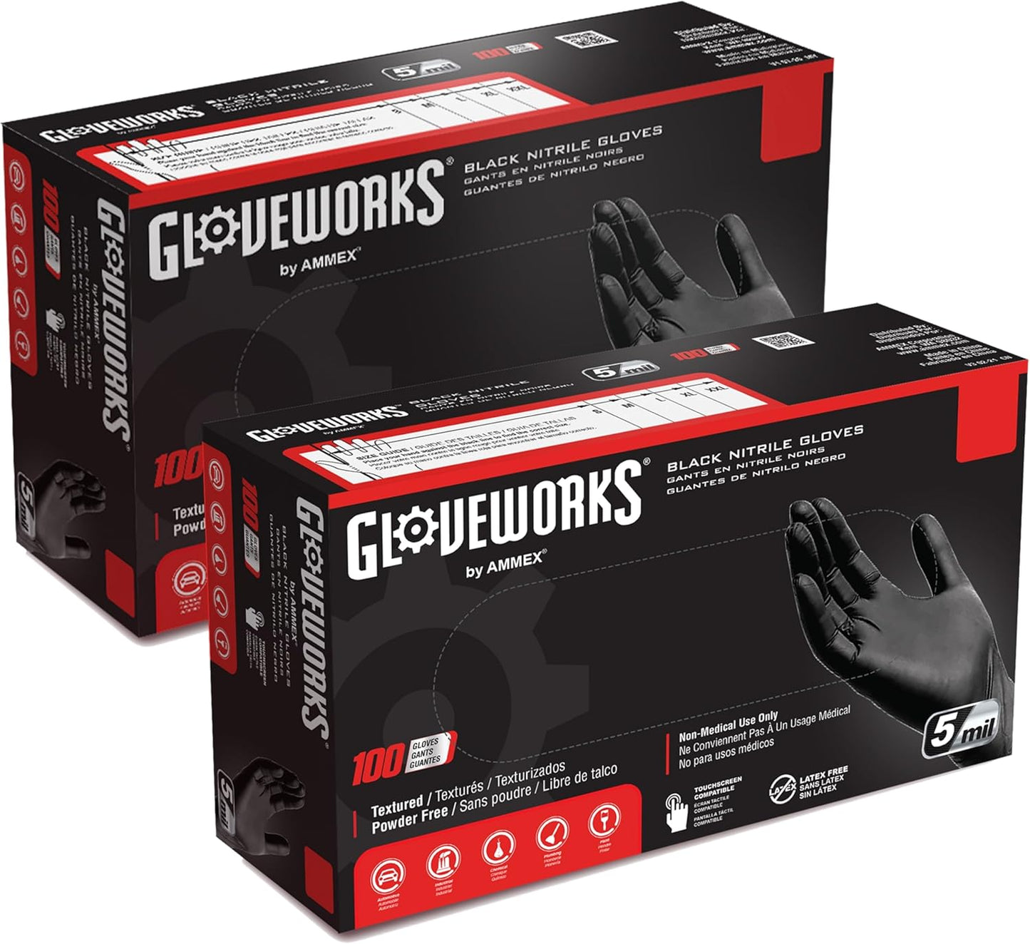 Black Nitrile Gloves 5 Mil Disposable, Latex Free, Textured Grip for Food Service, Cooking, Professional Cleaning
