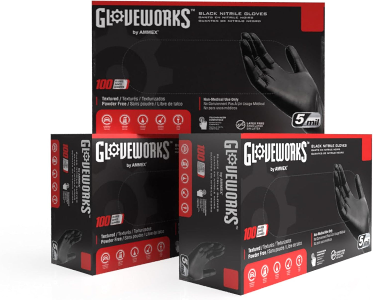 Black Nitrile Gloves 5 Mil Disposable, Latex Free, Textured Grip for Food Service, Cooking, Professional Cleaning
