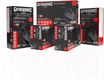Black Nitrile Gloves 5 Mil Disposable, Latex Free, Textured Grip for Food Service, Cooking, Professional Cleaning
