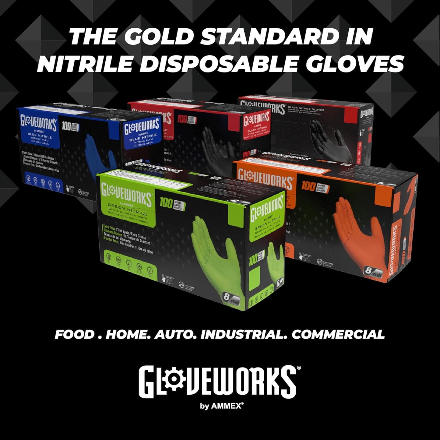 Black Nitrile Gloves 5 Mil Disposable, Latex Free, Textured Grip for Food Service, Cooking, Professional Cleaning