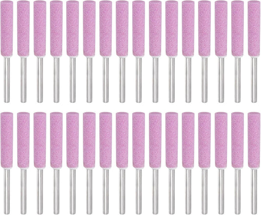 32 Pcs Diamond Chainsaw Sharpener 7/32 Inch High Hardness Sharpening Stone Polishing Chainsaw Sharpening Kit Grinding File Tool for Chain Saw Stone Jewelry Wood, Pink(5mm)