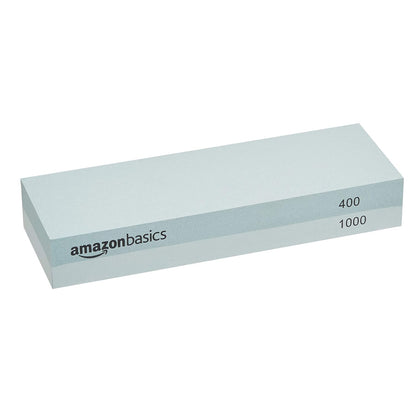 Whetstone Knife Sharpening Stone, Double-Sided 1000/6000 Grit with Angle Guide, Non-Slip Bamboo Base, Black & Grey