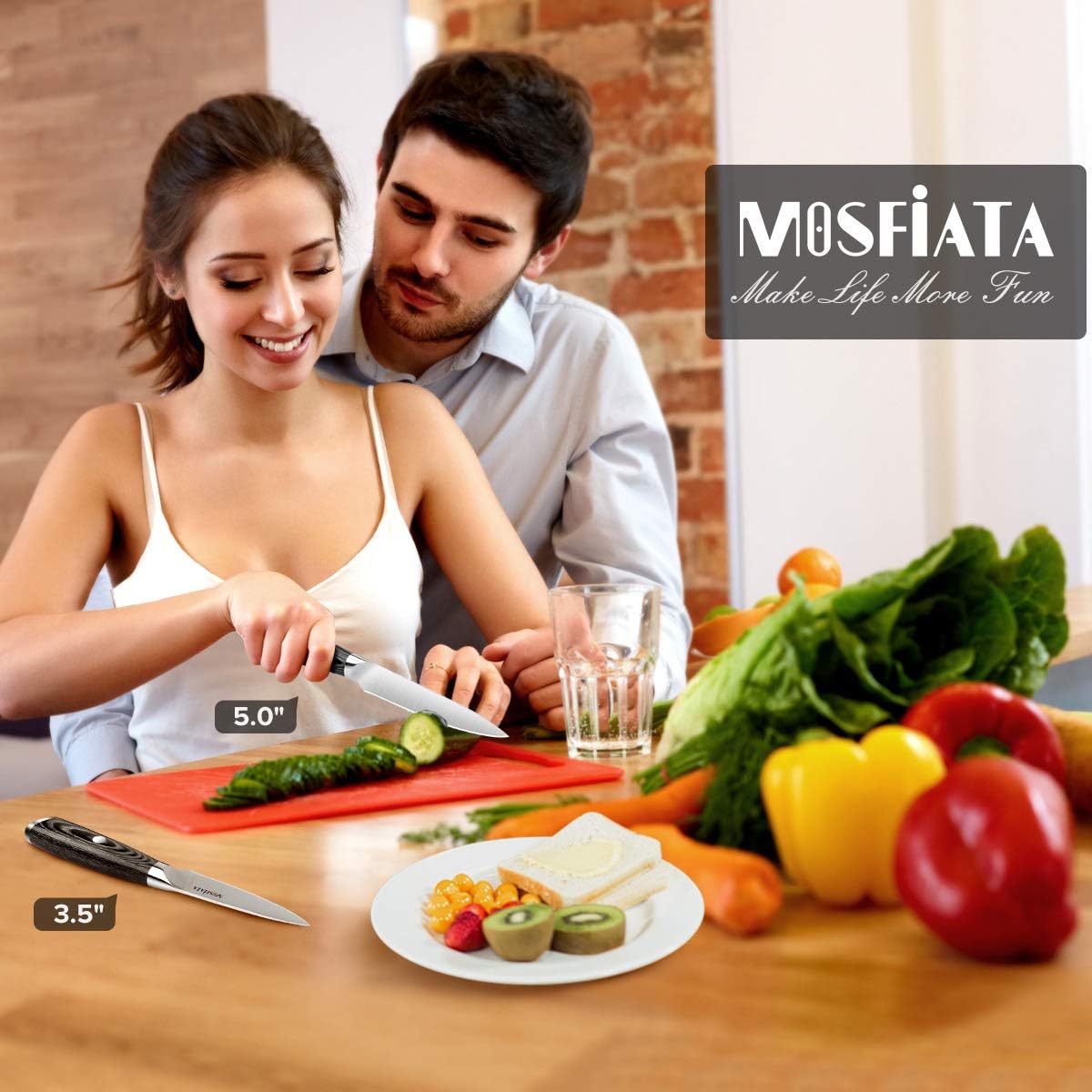 4 Inch Paring Knife, Kitchen Knife Fruit Knives with Sheath, German High Carbon Stainless Steel EN1.4116 Precision Cooking Vegetable Knife for Carving, Peeling, Trimming