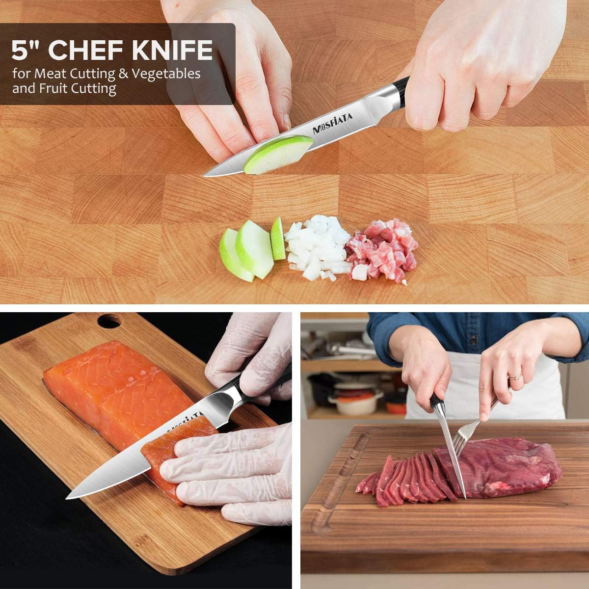 4 Inch Paring Knife, Kitchen Knife Fruit Knives with Sheath, German High Carbon Stainless Steel EN1.4116 Precision Cooking Vegetable Knife for Carving, Peeling, Trimming