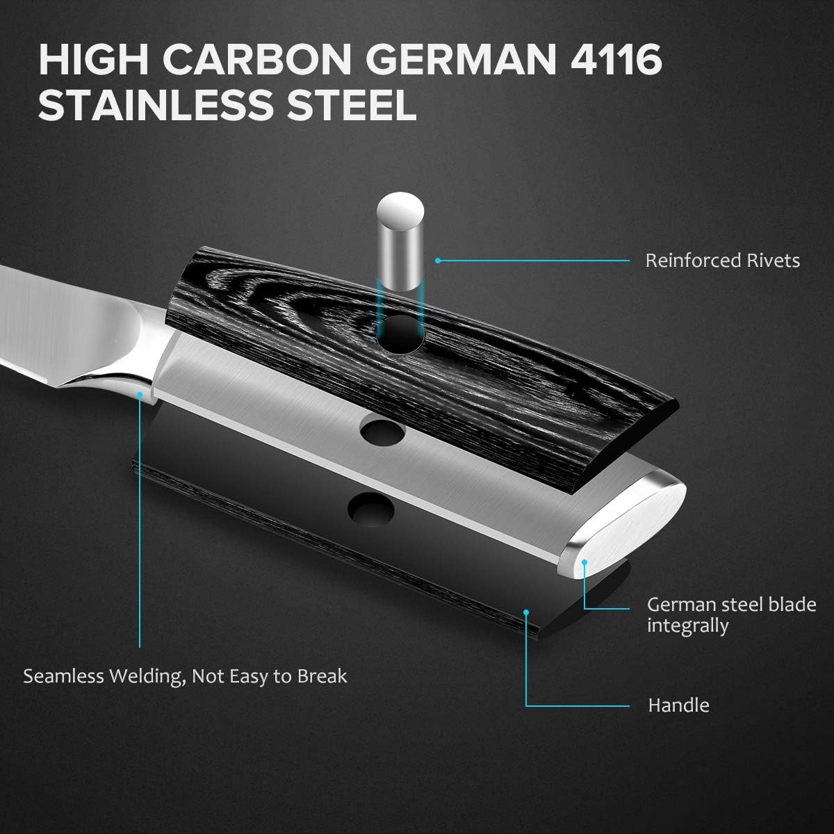 4 Inch Paring Knife, Kitchen Knife Fruit Knives with Sheath, German High Carbon Stainless Steel EN1.4116 Precision Cooking Vegetable Knife for Carving, Peeling, Trimming
