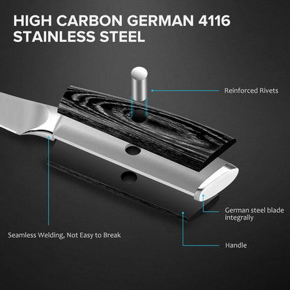 4 Inch Paring Knife, Kitchen Knife Fruit Knives with Sheath, German High Carbon Stainless Steel EN1.4116 Precision Cooking Vegetable Knife for Carving, Peeling, Trimming