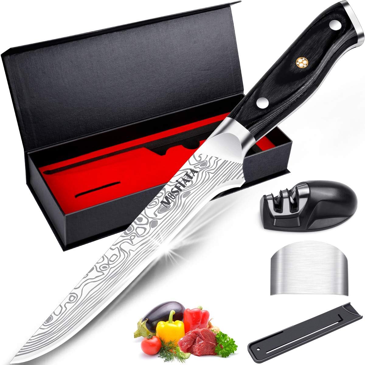 4 Inch Paring Knife, Kitchen Knife Fruit Knives with Sheath, German High Carbon Stainless Steel EN1.4116 Precision Cooking Vegetable Knife for Carving, Peeling, Trimming