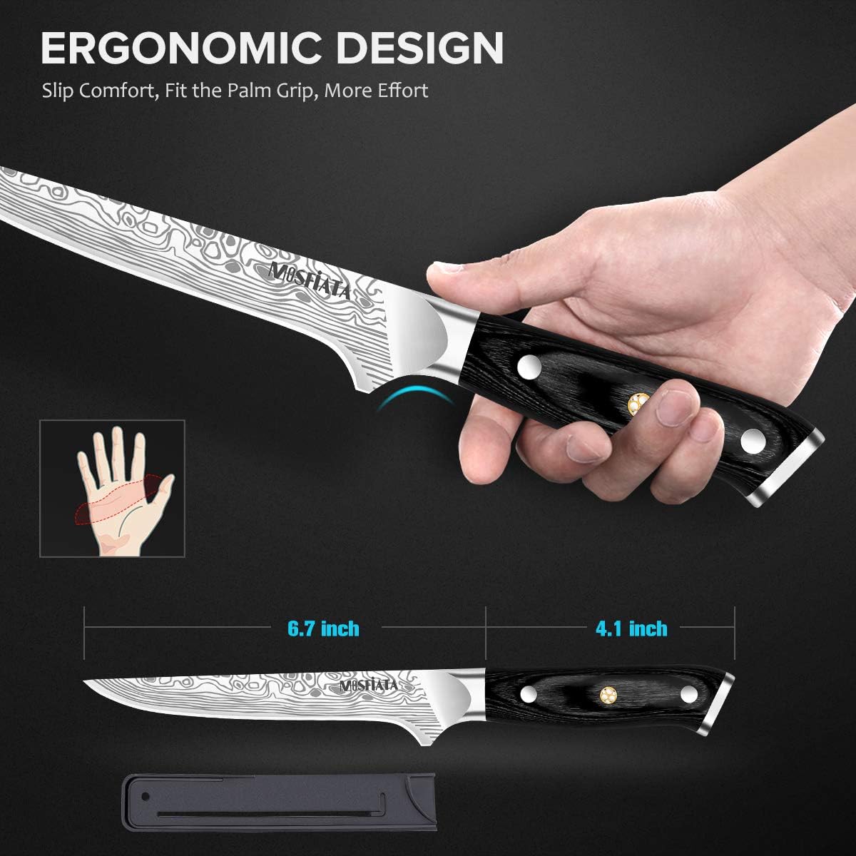 4 Inch Paring Knife, Kitchen Knife Fruit Knives with Sheath, German High Carbon Stainless Steel EN1.4116 Precision Cooking Vegetable Knife for Carving, Peeling, Trimming