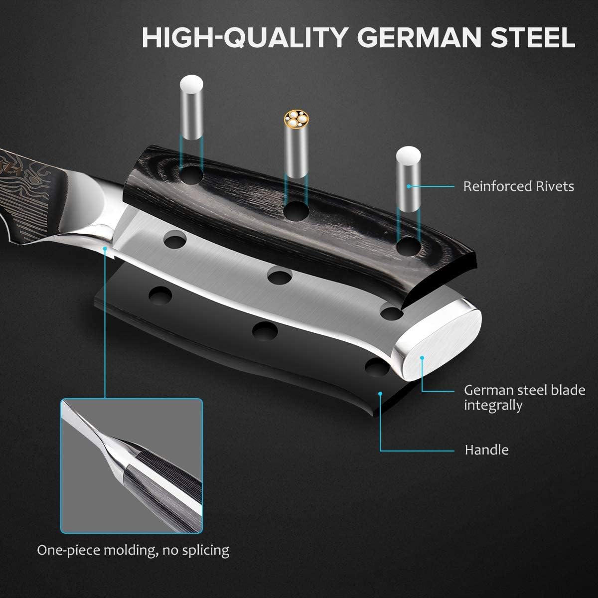 4 Inch Paring Knife, Kitchen Knife Fruit Knives with Sheath, German High Carbon Stainless Steel EN1.4116 Precision Cooking Vegetable Knife for Carving, Peeling, Trimming