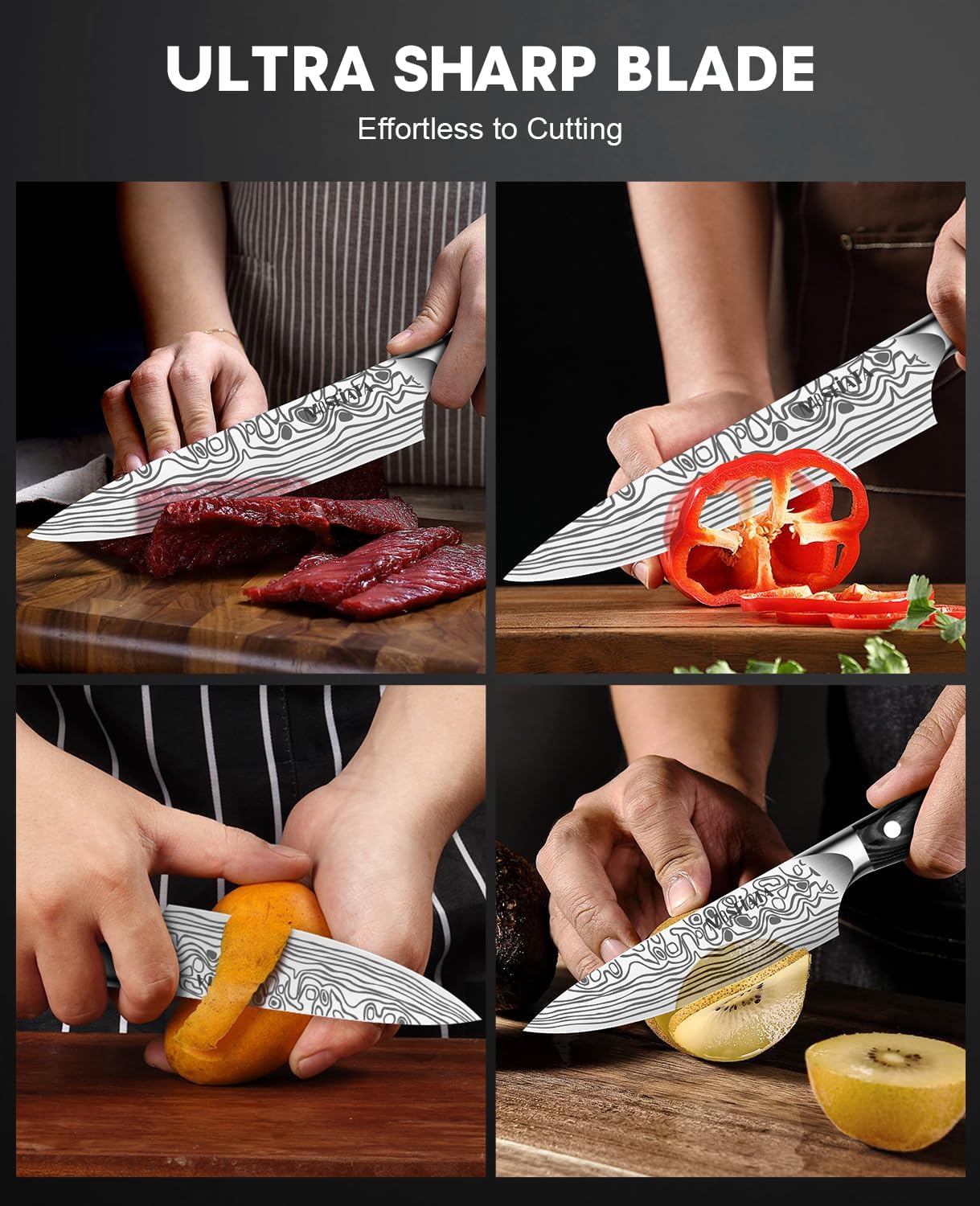 4 Inch Paring Knife, Kitchen Knife Fruit Knives with Sheath, German High Carbon Stainless Steel EN1.4116 Precision Cooking Vegetable Knife for Carving, Peeling, Trimming