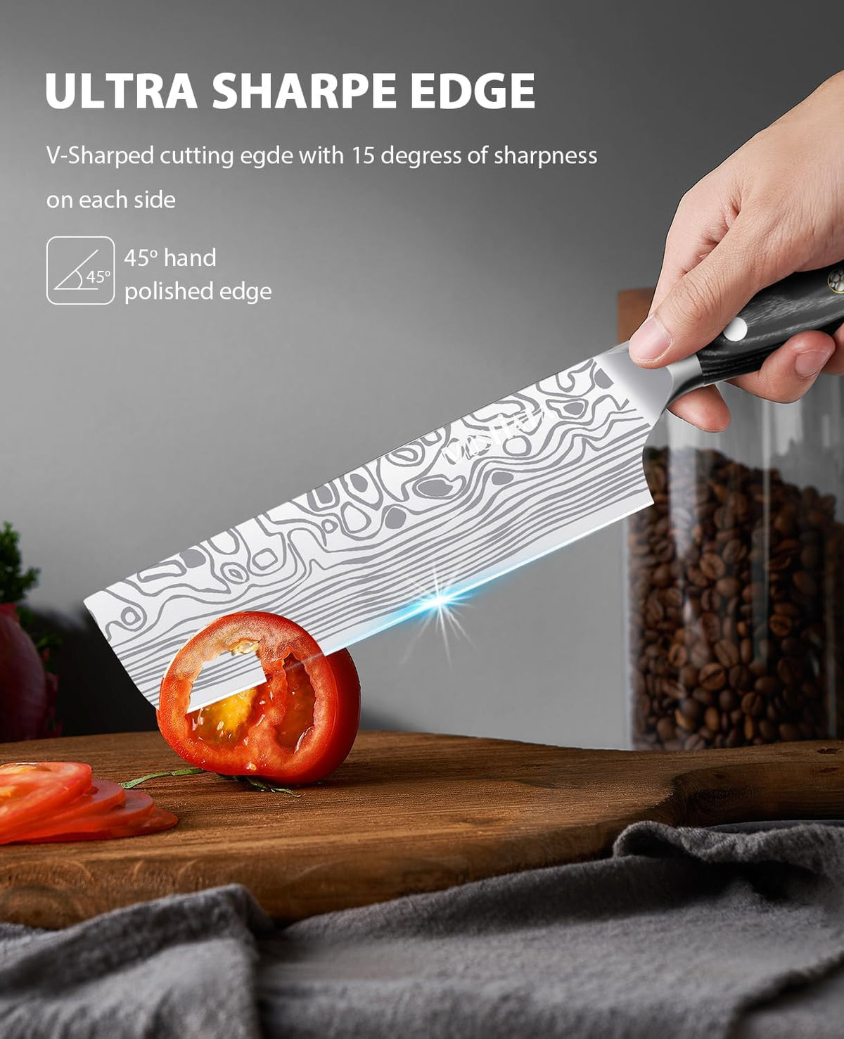4 Inch Paring Knife, Kitchen Knife Fruit Knives with Sheath, German High Carbon Stainless Steel EN1.4116 Precision Cooking Vegetable Knife for Carving, Peeling, Trimming