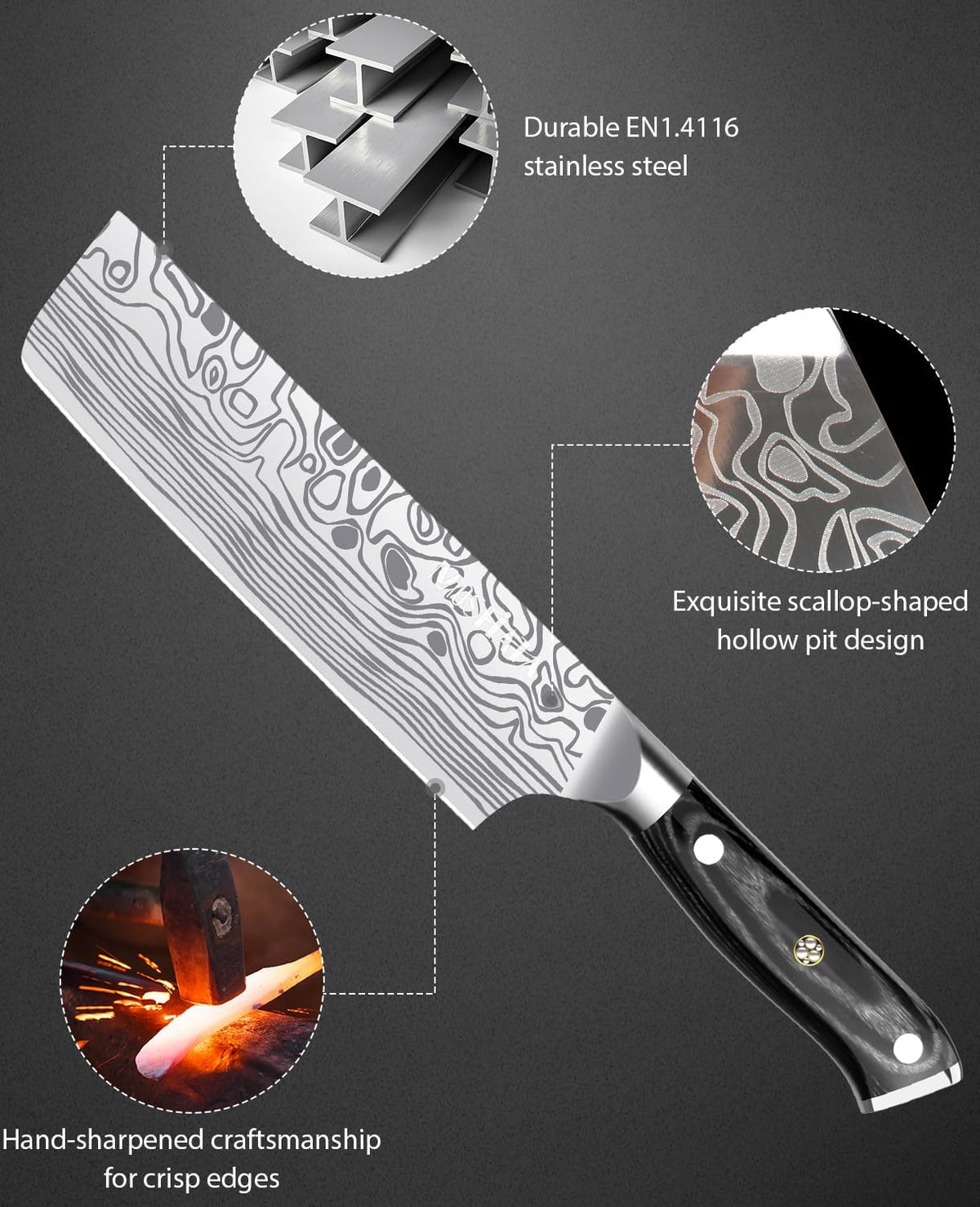 4 Inch Paring Knife, Kitchen Knife Fruit Knives with Sheath, German High Carbon Stainless Steel EN1.4116 Precision Cooking Vegetable Knife for Carving, Peeling, Trimming
