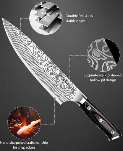 4 Inch Paring Knife, Kitchen Knife Fruit Knives with Sheath, German High Carbon Stainless Steel EN1.4116 Precision Cooking Vegetable Knife for Carving, Peeling, Trimming