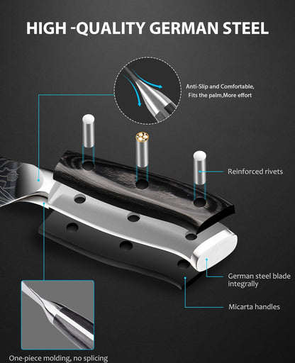 4 Inch Paring Knife, Kitchen Knife Fruit Knives with Sheath, German High Carbon Stainless Steel EN1.4116 Precision Cooking Vegetable Knife for Carving, Peeling, Trimming