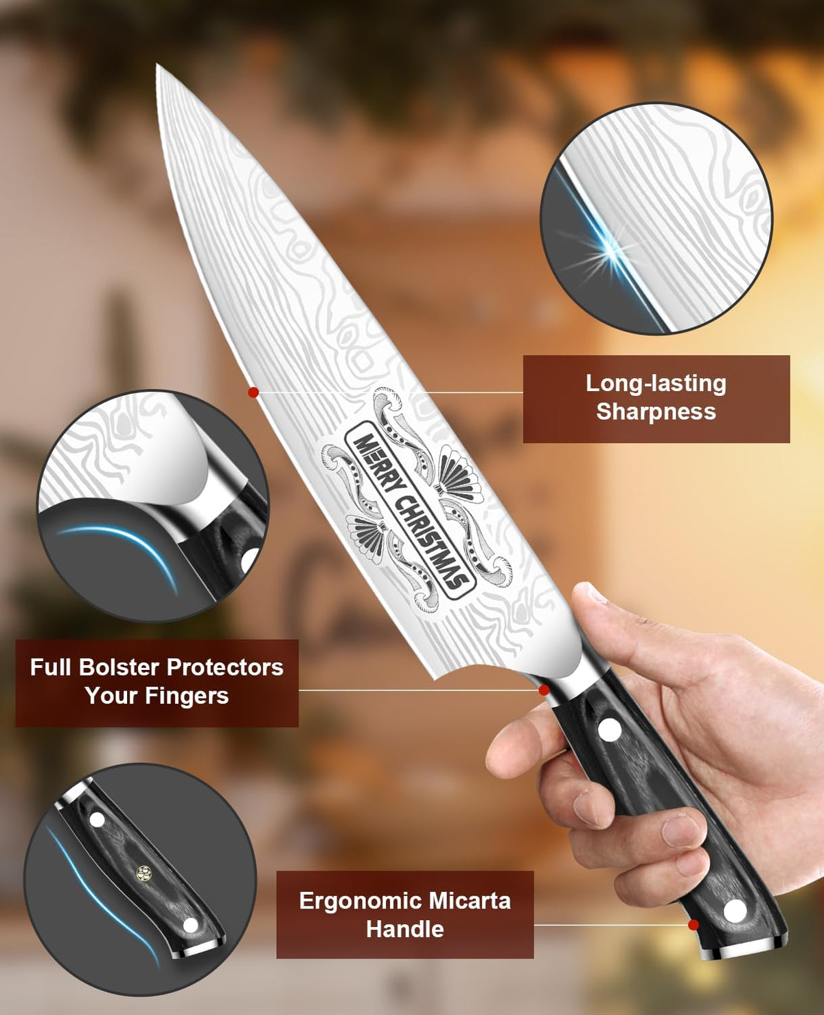 4 Inch Paring Knife, Kitchen Knife Fruit Knives with Sheath, German High Carbon Stainless Steel EN1.4116 Precision Cooking Vegetable Knife for Carving, Peeling, Trimming