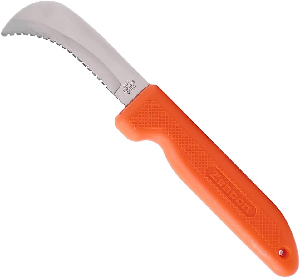 K102 Harvest Utility Knife, Landscape and Sod, 3-Inch Stainless Steel Serrated Blade