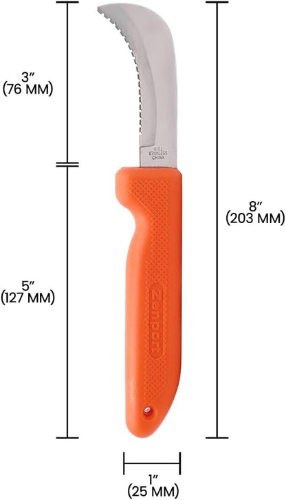 K102 Harvest Utility Knife, Landscape and Sod, 3-Inch Stainless Steel Serrated Blade